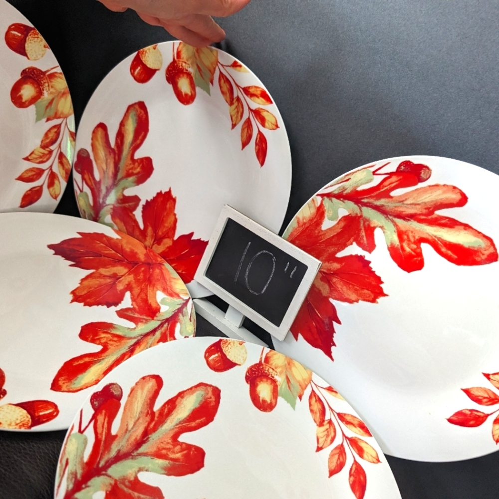 Royal‎ Norfolk fall leaves and acorns like new lot 4 10" ceramic plates